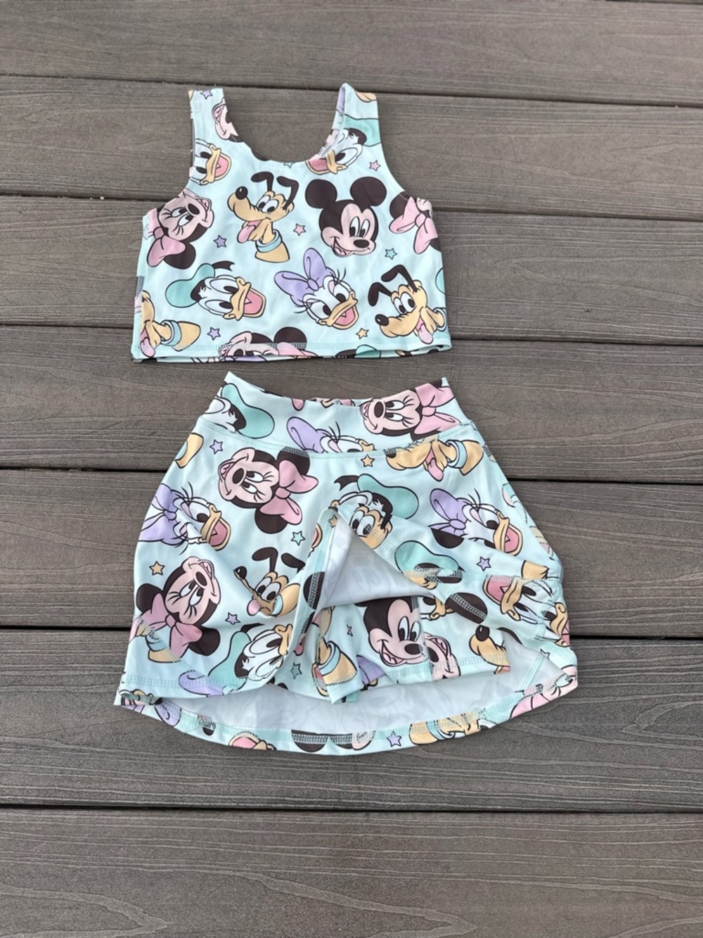 Girls Pastel Disney Character Skort Set - Mint Green - Picture 2 of 3